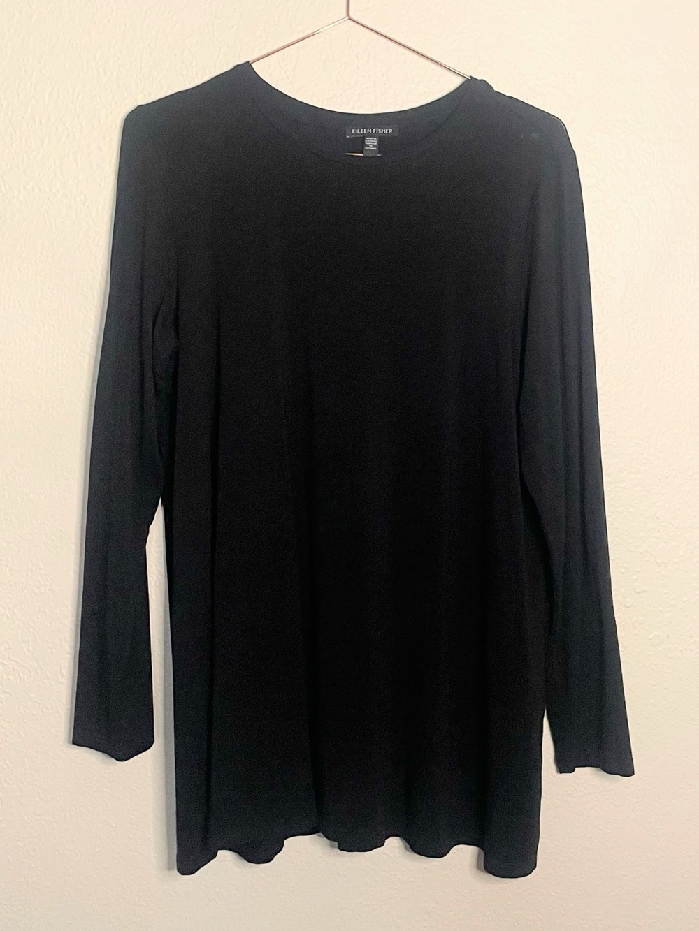 Eileen Fisher Black Tencel Jersey Long Tunic Top M